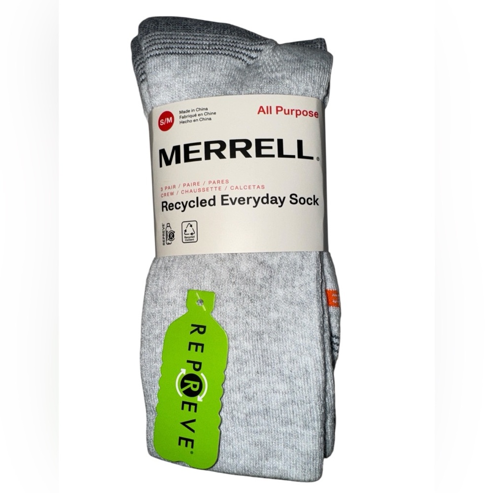 Merrell Recycled Everyday Crew Socks 3-Pack S/M